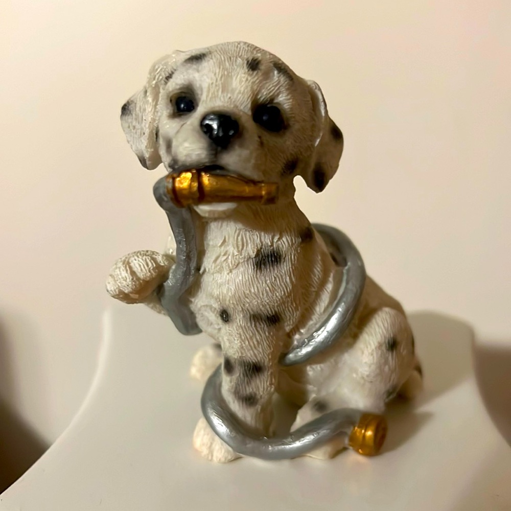 Spotted Dalmatian Puppy Figurine with Gold and Silver Accents